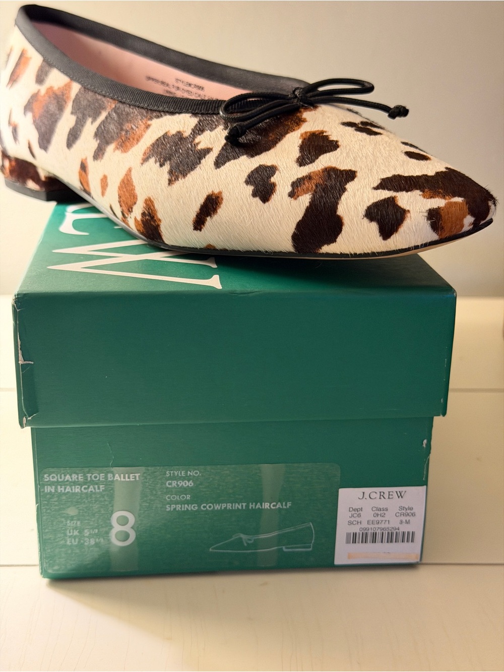 J. Crew Cow-Print Ballet Flats in Brown and White size 8 - Picture 4 of 4